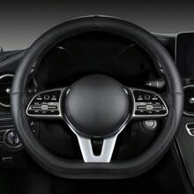 1pc Black Full Grain Nappa Leather Color Changing D-Type Car Steering Wheel Cover (Inner Diameter 38cm) - Pink - View 8