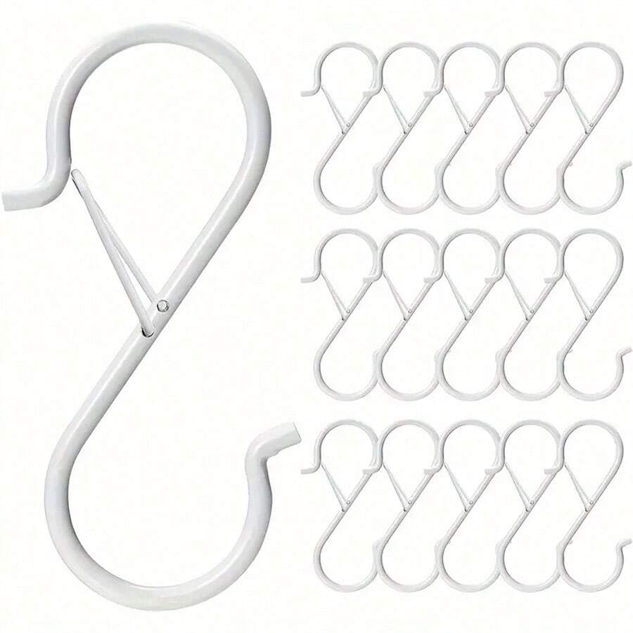 5 个 S 形挂钩，重型 S 形挂钩，带闩锁，厨房锅架，衣柜衣架，适用于植物、花盆、毛巾、袋子，3.55 英寸，黑色，粘钩，毛巾衣架，卧室墙壁装饰，衣架，挂钩，衣架，返校，架子，组织和存储，钥匙扣，墙壁钥匙扣，钥匙衣架，贴纸挂钩，门衣架，卧室房间装饰，厨房配件