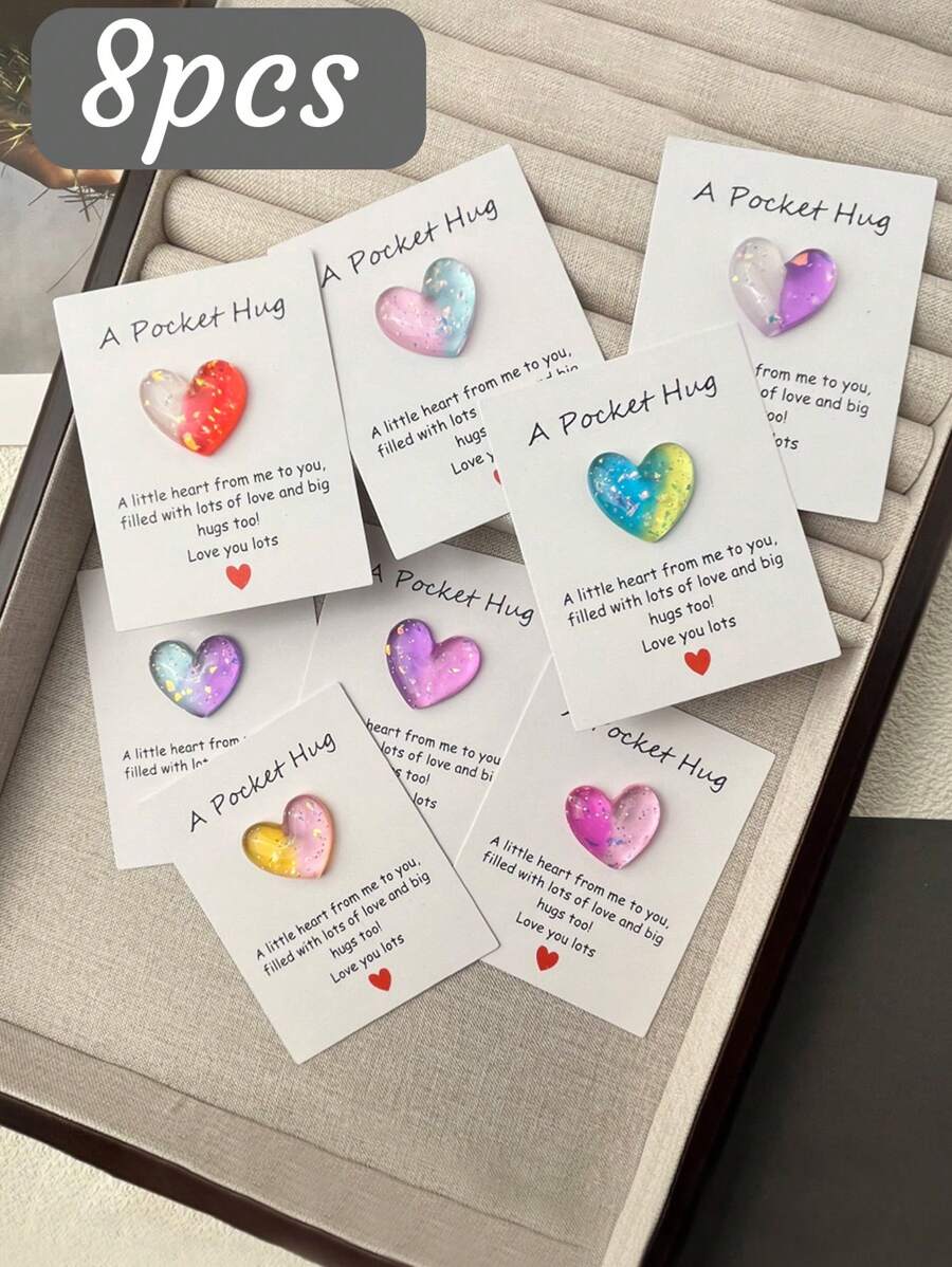 小型爱心口袋拥抱卡,特别的生日、婚礼派对、情人节礼物,隔离礼物,拥抱信物,想想你的礼物,可爱的树脂动物装饰,带有鼓励的贺卡,家居装饰,房间装饰,奇怪的东西 - 彩色 - 查看 1