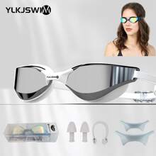 YLKJSWIM 1pc Coated Swim Goggles For Men & Women, UV Protection Anti-Fog Large Field Of Vision Competition Level Swimming Goggles, Outdoor Swimming Gear, Colorful Lens, 3-Stage Adjustable Nose Bridge, Includes Carrying Case, Nose Clip & Ear Plugs, New Summer Product, Beach Essentials, Beach Accessories, Pool Float