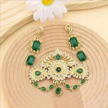 3pcs Elegant Women Brooch Earrings Set, Arabic Moroccan Bridal Jewelry Set, Hollow Floral Square Pendant, Suitable For Traditional New Year Festivals