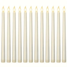 3/6/12pcs Bougies LED sans flamme beige pour Halloween et Noël, lumières de bougies LED à tige longue, lumière de décoration pour la maison, éclairage décoratif pour bougies chauffe-plat, anniversaire, mariage, Saint-Valentin, dîner de fête, piles non incluses - Beige - Voir 1