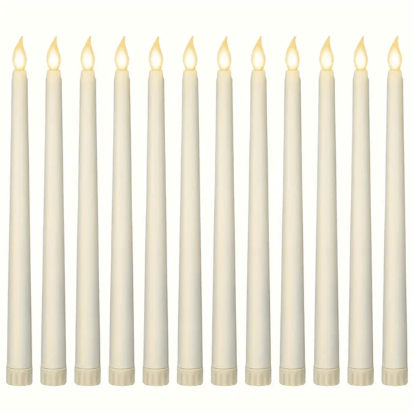 3/6/12pcs Beige Electronic Flameless Halloween Christmas Candles Light, LED Long Pole Candle Lights, Home Decoration Light, Valentine's Day Dining Table Candle Light, Party Decoration Lights, Decorative Lighting For Tea Light Birthday Wedding, Excluding Batteries