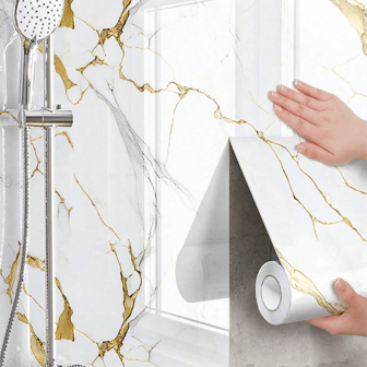 1 rulle 1m/3 meter/5m lyxig vit marmor självhäftande tapet, lämplig för vardagsrum, sovrum, köksinredning, TV-bakgrundsvägg, modern minimalistisk självhäftande heminredningstapet, sänggavelsklistermärke, 15,74x397,4 tum rumsinredning