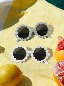 2 PCS Candy Color Cute Floral Frame Fashion Glasses For 4-8 Year Old Girls For Holiday Away Holiday Accessories - Multicolor - View 10