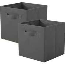 PinkSheep Collapsible Cube Storage Bins,  11" Fabric Storage Cubes Organizer Basket Bins, Darkgray, 2 Pack - Purple - View 1