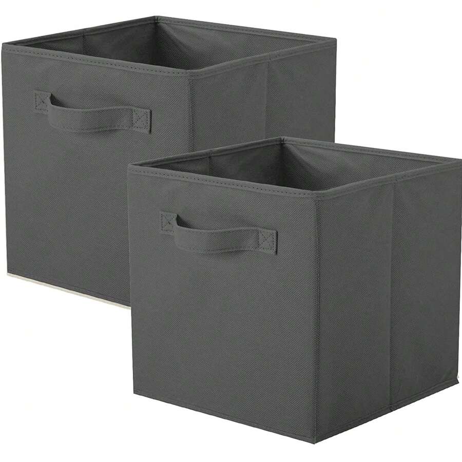 PinkSheep Collapsible Cube Storage Bins,  11" Fabric Storage Cubes Organizer Basket Bins, Darkgray, 2 Pack - Purple - View 1