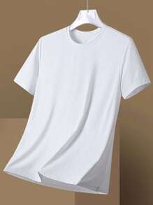 Men's Outdoor Quick-Dry Short Sleeve T-Shirt, Elastic Moisture Wicking Fitness Gym Sports Activewear