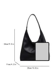 Simple And Clean Soft Faced Shoulder Baozi Mother Bun Women's Solid Color Crossbody Bag, Large Capacity Shoulder Bag For Daily Used, High-Quality Daily Commuting Bag, Girl Pu Leather Shopping Bag, Outfits, Earthtone Freshness Gift Outfits - Black - View 6