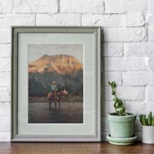 1pc Framed Canvas Wall Art, Western Cowboy Painting, Vintage Medieval 12 Months Style, Antique Oil Painting, Atmospheric Print, Western Cowboy Decor, Retro Horse Riding Wall Art, Home Decor Wall Painting, Living Room Wall Art, Birthday Graduation Poster Gift - Multicolor - View 6