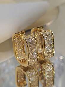 Full Diamond U-shaped Earrings