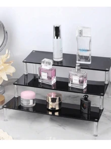 1 Pieza Estante de Almacenamiento de Maquillaje de Acrílico, Estantería Exhibidora de Perfumes, Cosméticos y Maquillaje con Diseño en Estilo Escalera de Varios Niveles, Estante de Almacenamiento de Cosméticos y Herramientas de Belleza Reforzado y Reforzado con Forma Trapezoidal, Apto para Sala de Estar, Baño, Dormitorio, Decoración del Hogar, Para Playa, Colección de Baño, Colección de Dormitorio, Gran Capacidad - Multicolor - Ver 2