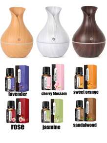 USB Humidifier Set (Includes 2 Bottles Of Essential Oils), Wooden Grain Creative Humidifier, Essential Oils Add Fragrance, Valentine's Day Gift
