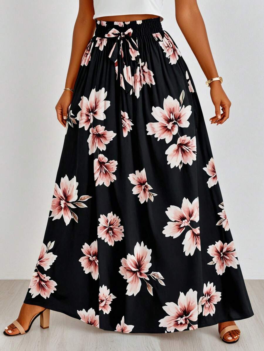 大码休闲花卉印花长裙