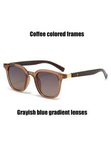 Men's Premium Retro Square Frame Fashion Glasses With Thick Faux Wood-Grain Temples, Stylish & Versatile Fashion Glasses For Party, Daily Wear, Travel & Holiday