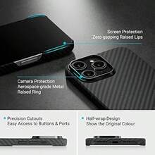IPhone 14 Pro Max Case Compatible With MagSafe Slim 6.7-Inch Aramid Fiber Made Case-Less Touch Feeling 1500D Black/Grey Twill Gifts For Family, Friends, Kids, Birthday,Spring, Holiday, Boyfriends, Girlfriends, Valentine's Day - 1500DBlack-iPhone14ProMax - View 4