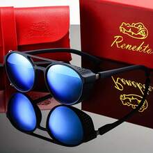 女士偏光圆框经典驾驶太阳镜，户外派对旅行礼盒装眼镜 - 彩色 - 查看 6