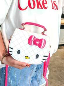 Sanrio Borsa a spalla di Hello Kitty Sanrio, borsa a tracolla carina con cartone animato, borsa mini alla moda, portamonete per ragazze, borsa a tracolla mini per telefono cellulare e piccoli oggetti, per il ritorno a scuola