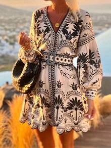 Printed Beach Loose Short Mini Dress