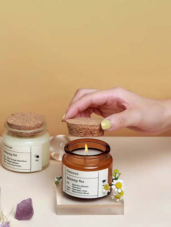 1 Piece 100ml/200ml Candle Empty Cup Retro Handmade Diy Aromatherapy Container Cork Glass Creative Ins Brown Cup Jar (Including Cork)