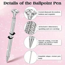 1-4pcs Creative Colorful Metal Sparkling Diamond-Embellished Ballpoint Pens With Retractable Nib, Suitable For School Office Writing Work, School Stationery, Gifts,Back To School .For Birthday Wedding Valentine's Day Gift