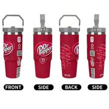 1 Pc 30oz Pepper Printed Stainless Steel Insulated Cup, Large Capacity, Portable Water Cup With Handle, Car Cup, Non Slip, Leak Proof, Specially Prepared As A Gift For Family And Friends, Suitable For Office, Fitness, And Family Leisure Back To School