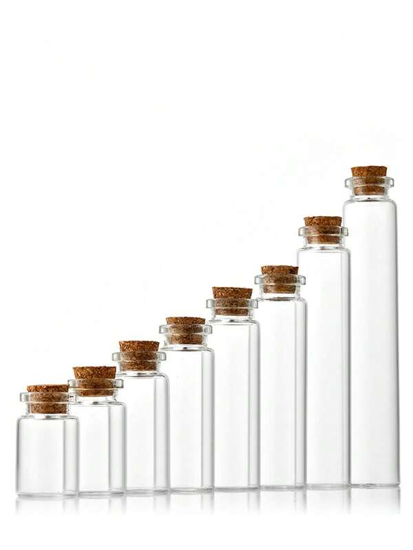 1 pieza Botella de cuello controlado de 22mm, Botella divisora de píldoras de madera de agar, Botella de empaque de chips de cristal, Tapón de corcho, Botella de deseos, Tarro de caramelos