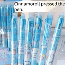Sanrio Sanrio 6pcs/12pcs Hello Kitty & Kuromi & Melody & Cinnamoroll & Pochacco Erasable/Not Erasable Gel Cute Pens With Cute Moyi Design, The Erasable Pen Is Blue Ink, And The Non-Erasable Pen Is Black Ink,Retractable,Officesupplies,0.5mm Erasable Gel Pens, Good At Writing Quick-Drying, Press The Pen Neutral Pen