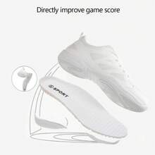 Women's Cheerleading Footprint Mesh Breathable White Round Toe Low-Top Flat Cheer Practice Sports Shoes