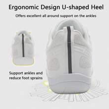 Women's Cheerleading Footprint Mesh Breathable White Round Toe Low-Top Flat Cheer Practice Sports Shoes