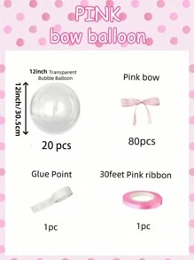 92/102pcs/Set Clear Bobo Balloon With Pink Bow, Internet Celebrity Outdoor Photo, Bow Decoration, Valentine's Day, Family Birthday Party, Wedding
