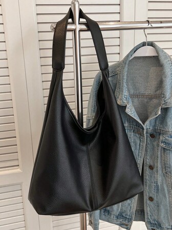 Bolso de hombro tipo bollo de mujer de unicolor, de gran capacidad, de alta calidad para uso diario y de viaje, bolso de compras PU para chica, regalo con frescura de tonos tierra