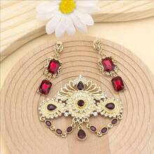 3pcs Elegant Women Brooch Earrings Set, Arabic Moroccan Bridal Jewelry Set, Hollow Floral Square Pendant, Suitable For Traditional New Year Festivals