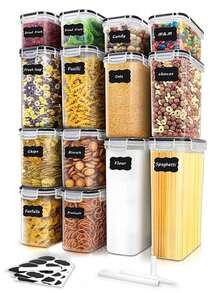 4/7/15/21pcs  Sealed Food Storage Containers With Labels  Sugar Packets, Coffee Containers, Tea Bags For Flour, Sugar, Grains, Pasta, Tea, Nuts And Coffee Beans - Keep Food Fresh And Organized,Stocking Stuffers For Women, - Black and White - View 8