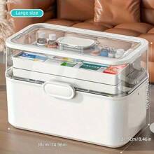Large Portable Medicine Organizer Box - Multi-Layer Spacious First Aid Box, Suitable For Home And Dorm, Plastic, White & Transparent - Multicolor - View 9