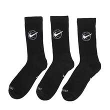 Nike 3 件装 NK CREW EVERYDAY BBALL 中筒袜，DA2123-010 - 黑/(白) - 查看 5