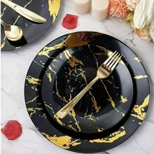 25 piezas Platos de cena de mármol blanco reutilizables y lavables, adecuados para la cocina occidental, reuniones familiares, trabajo en equipo, bodas y talla grande