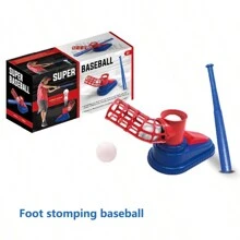 Conjunto de béisbol para niños, 1 bate ajustable y 1 lanzador de pelota con 3 pelotas, juego familiar para interior/exterior, excelente para regalo de Acción de Gracias/Navidad, color azul, material de PP