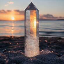1pc Stunning Clear Quartz Tower,Energy Balance, Healing Stones Pillar-Polished Transparent Hexagonal Pillar ,Home Deacoration Stone,Holiday Ornament,The Best Choice For Crystal Collectioner ,The Preferred Gift For Family, Friends, And Elders During Festivals