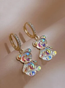 1 Pair Cute Cartoon Bear Pendant Stud Earrings, Versatile Daily Earrings For Girls - Multicolor - View 6