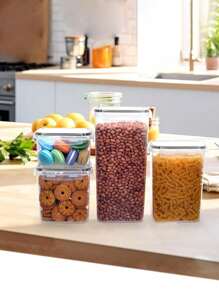 6/9/12/18pcs  Kitchen Gadgets,Sealed Pasta Boxes With LIDS, Labels And Markings - Versatile Containers For Pasta, Dry Food, Flour And Sugar - Kitchen Organizer And Storage, Dishwasher ,Stocking Stuffers For Women,Local Warehouse,Vanity - 黑與白 - 查看 5