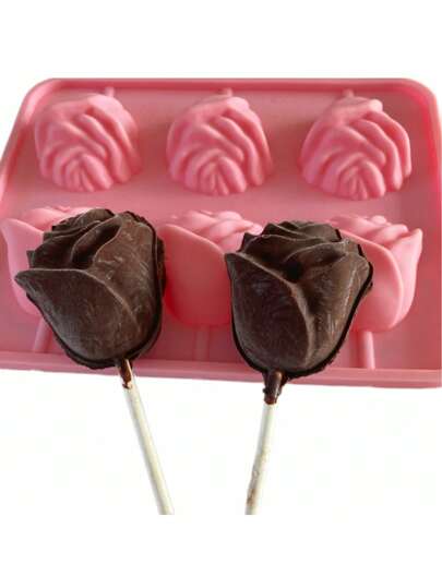 Set de 2 moldes de silicona en forma de rosa 3D, molde de chocolate para San Valentín, herramienta antiadherente resistente al calor para decorar pasteles y postres, accesorios de cocina reutilizables, apto para panaderías y pastelerías
