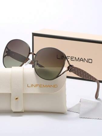  LINFEMAND Ochelari de soare cu ramă ovală distinctivă din metal, cu lentile decorative din nailon, cu decor floral, unisex pentru condus, dans, petrecere și cadou de sărbătoare pentru vacanță la plajă de vară, în aer liber, călătorii