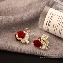 2pcs Valentine's Day Limited Edition Exquisite Romantic Rhinestone Rose Grab Clip Super Fairy Hair Claw Hairpin Clip Premium Mini Hair Grab Valentines Hair Clips Hair Jaw Clip Hair Clamps Hair Clutch Hair Catcher Clip