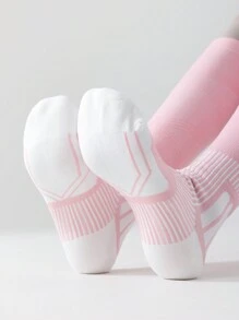 1 Pair Women's Functional Compression Calf Socks, Professional Athletic Fitness Running Jumping Rope Long Socks With Cushioning