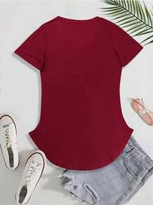 Women's Solid Color Top, V-Neck Short Sleeve T-Shirts