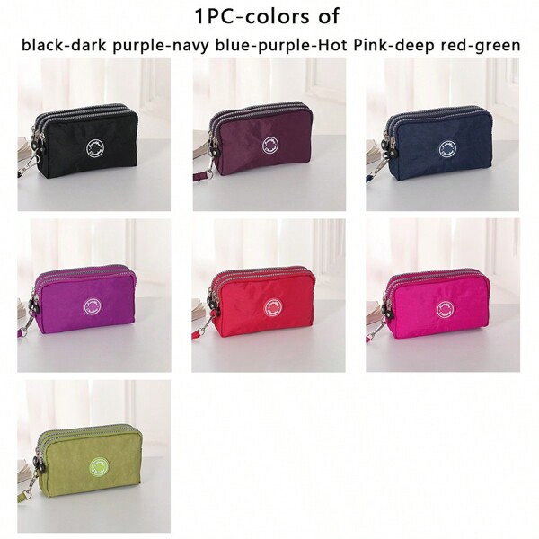 meetself 1PC Fashion Hand Carry Ladies Triple Zipper Cell Phone Bag Portable Storage Wallet Outdoor Tote Small Bag For Women Wallet Mini Wallet Purse Wallet Wristlet Wallet Coin Wallet