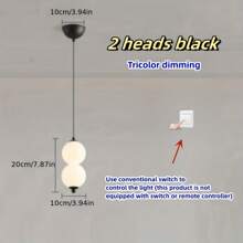 1 buah Lampu Gantung LED Modern, 3 Warna Dapat Diatur, Pemasangan Semi-Flush Logam Mengkilap, Kap Lampu Akrilik, Kontrol Saklar, Pemasangan Permanen, 110V-240V, Termasuk Perlengkapan Pemasangan - Ideal Untuk Kamar Tidur, Lorong, Pencahayaan Aksen - MultiWarna - View 4