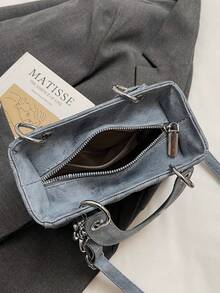 1pc Mini Rhombus Embroidered Sling Bag, Women 2024 New Fashion Crossbody Bag, Petite Refined Handbag, Lady Diana Bag - Blue - View 10