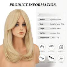 Pelucas con flecos largos para mujer, pelo sintético castaño rojizo, aspecto Natural, peluca de pelo sintético para mujer, 45cm